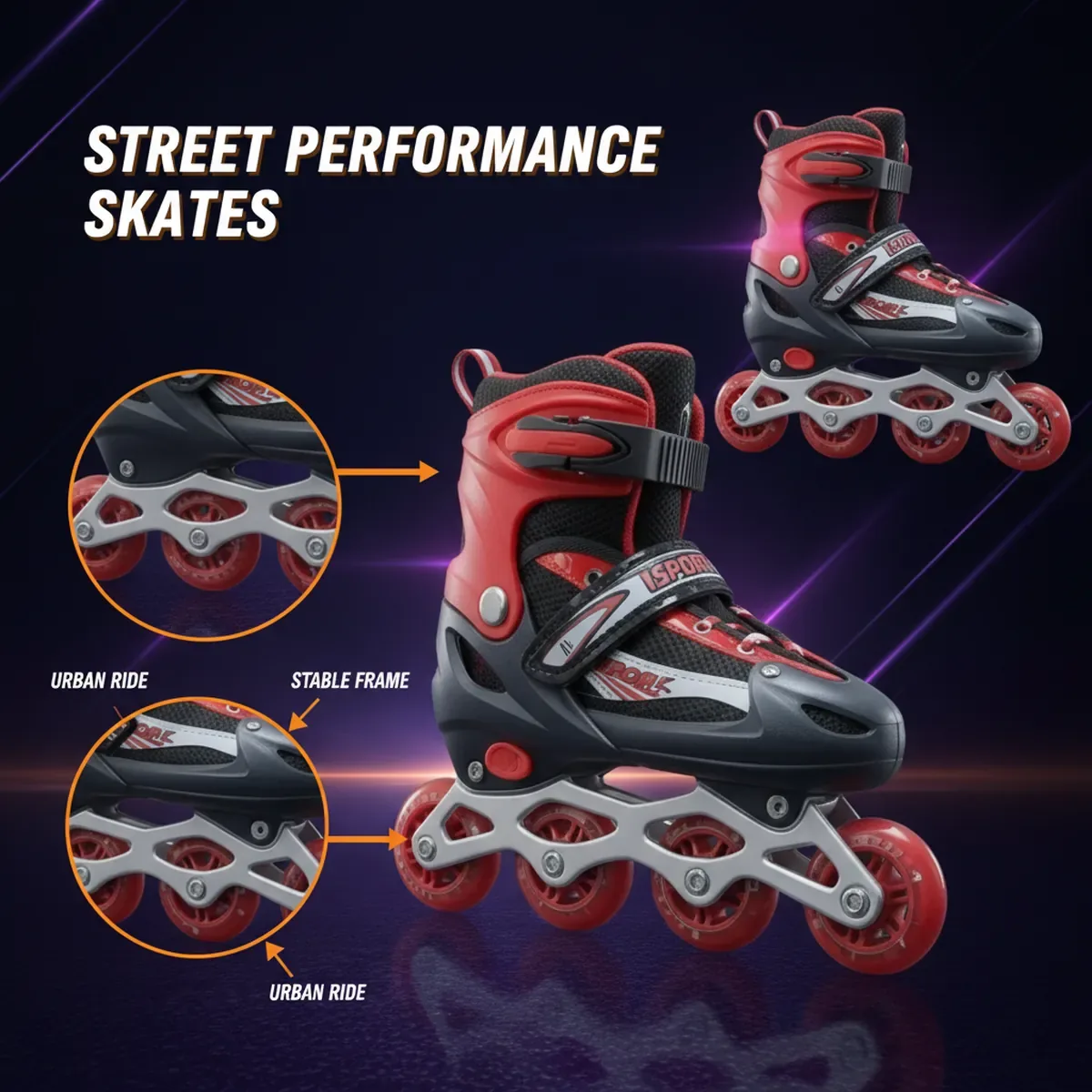 Street Performance Inline Skates by AlphagearX BD for fitness skating and outdoor training in Bangladesh.