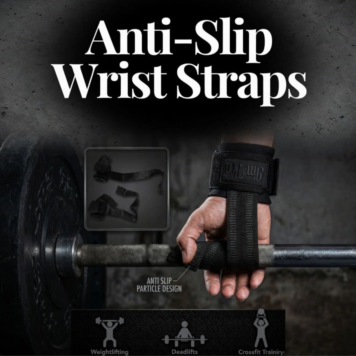Anti-Slip Lifting Wrist Straps by AlphagearX BD for heavy deadlifts and back training in Bangladesh.