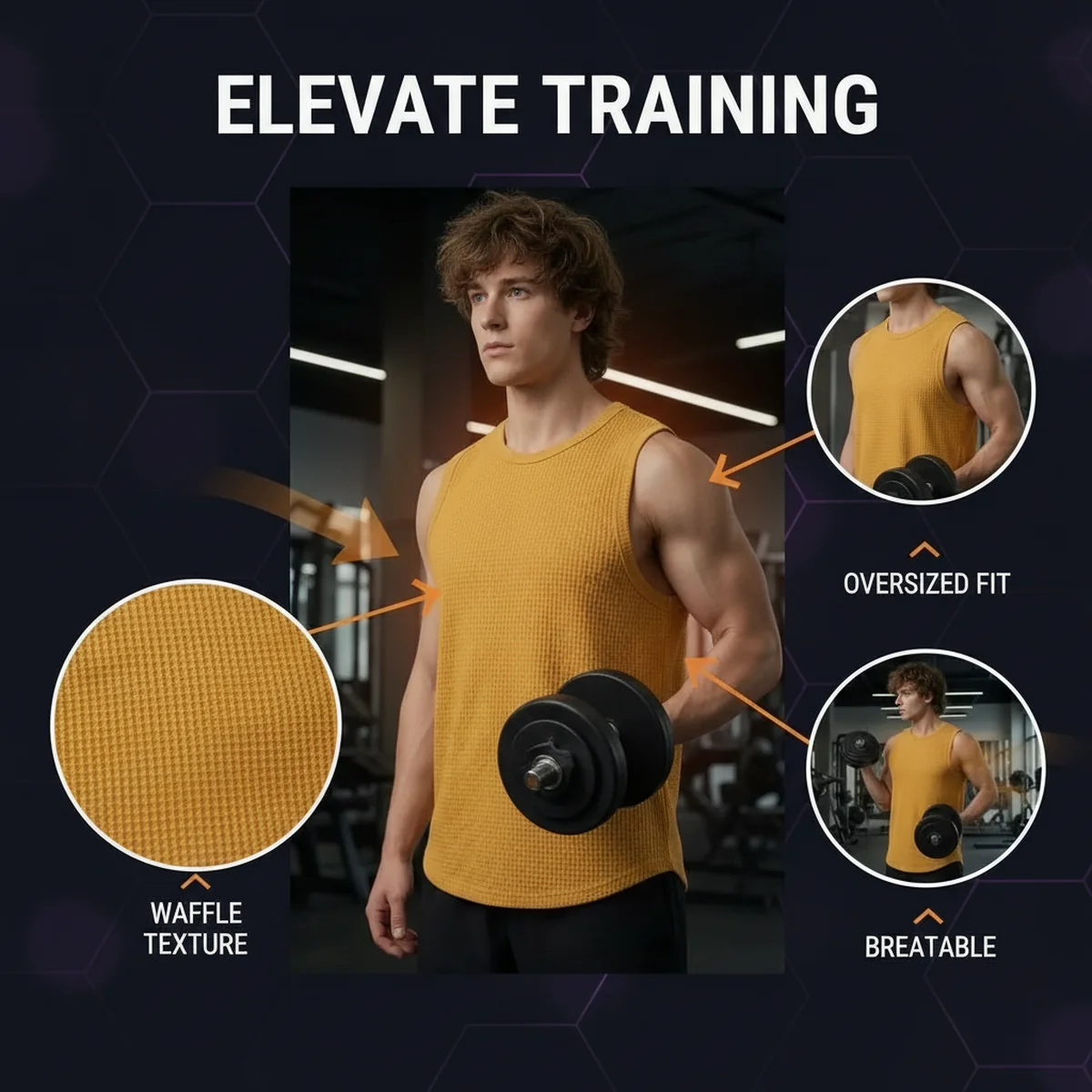 Oversized Waffle Performance Tank Top by AlphagearX BD for gym workouts and intense training in Bangladesh.