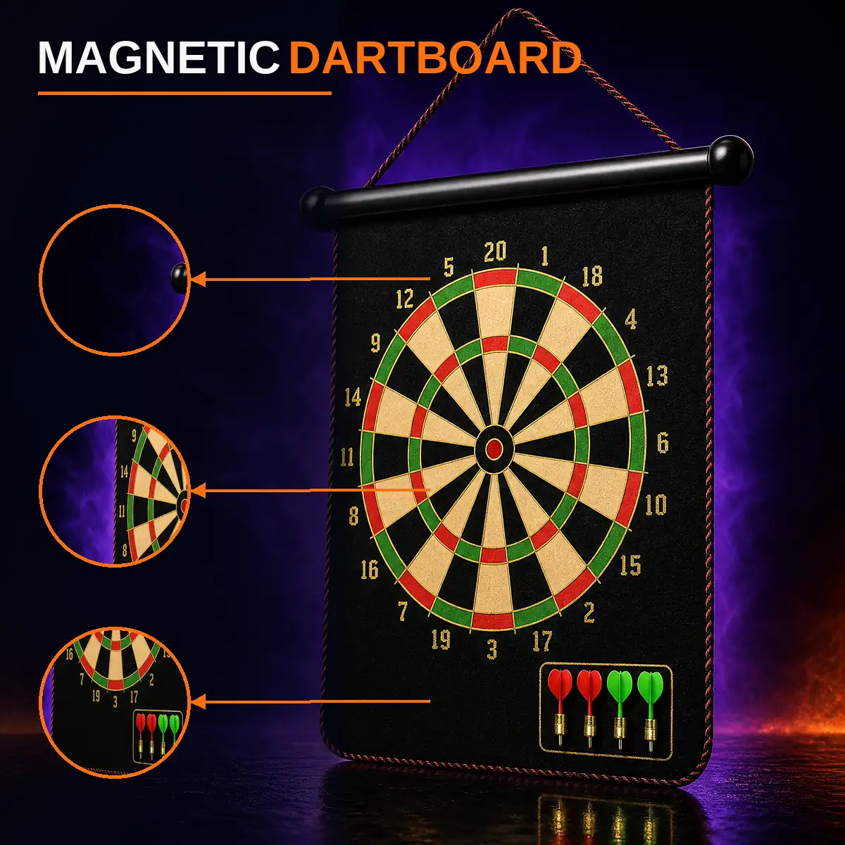 Magnetic Dartboard 18" by AlphagearX BD for safe indoor precision practice and fun in Bd