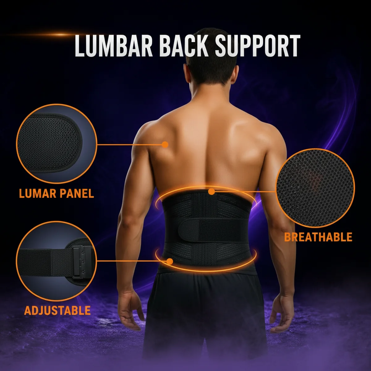 Premium 360° Lumbar Back Support Belt by AlphagearX BD for pain relief, posture correction, and lifting in Bangladesh.