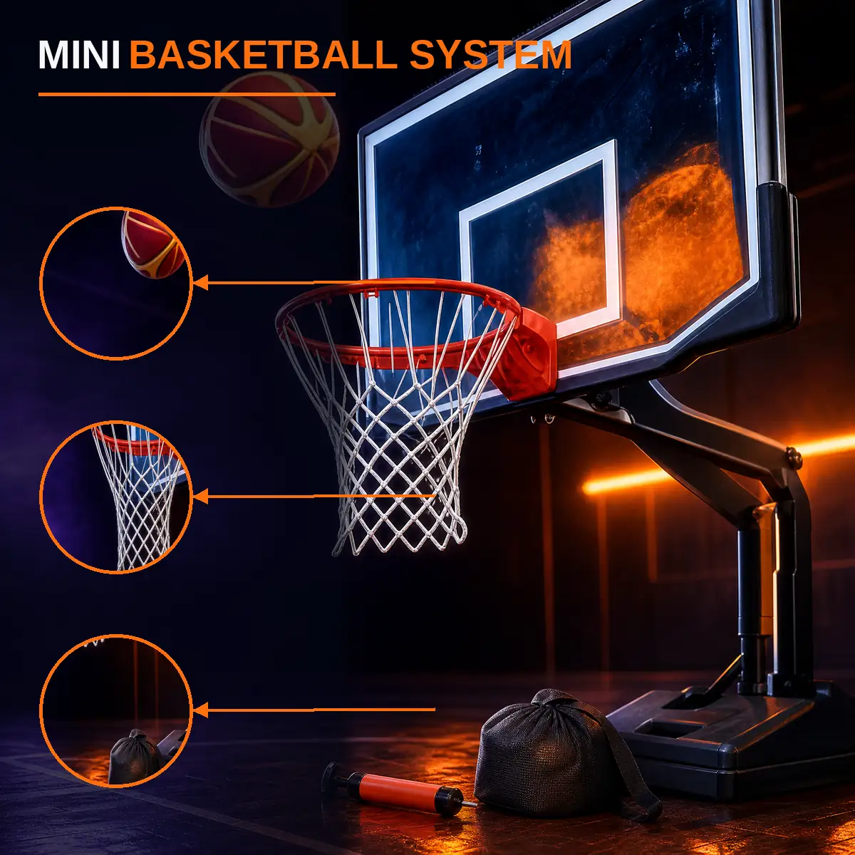 Pro Mini Basketball System by AlphagearX BD for indoor skill development and training in Bangladesh.