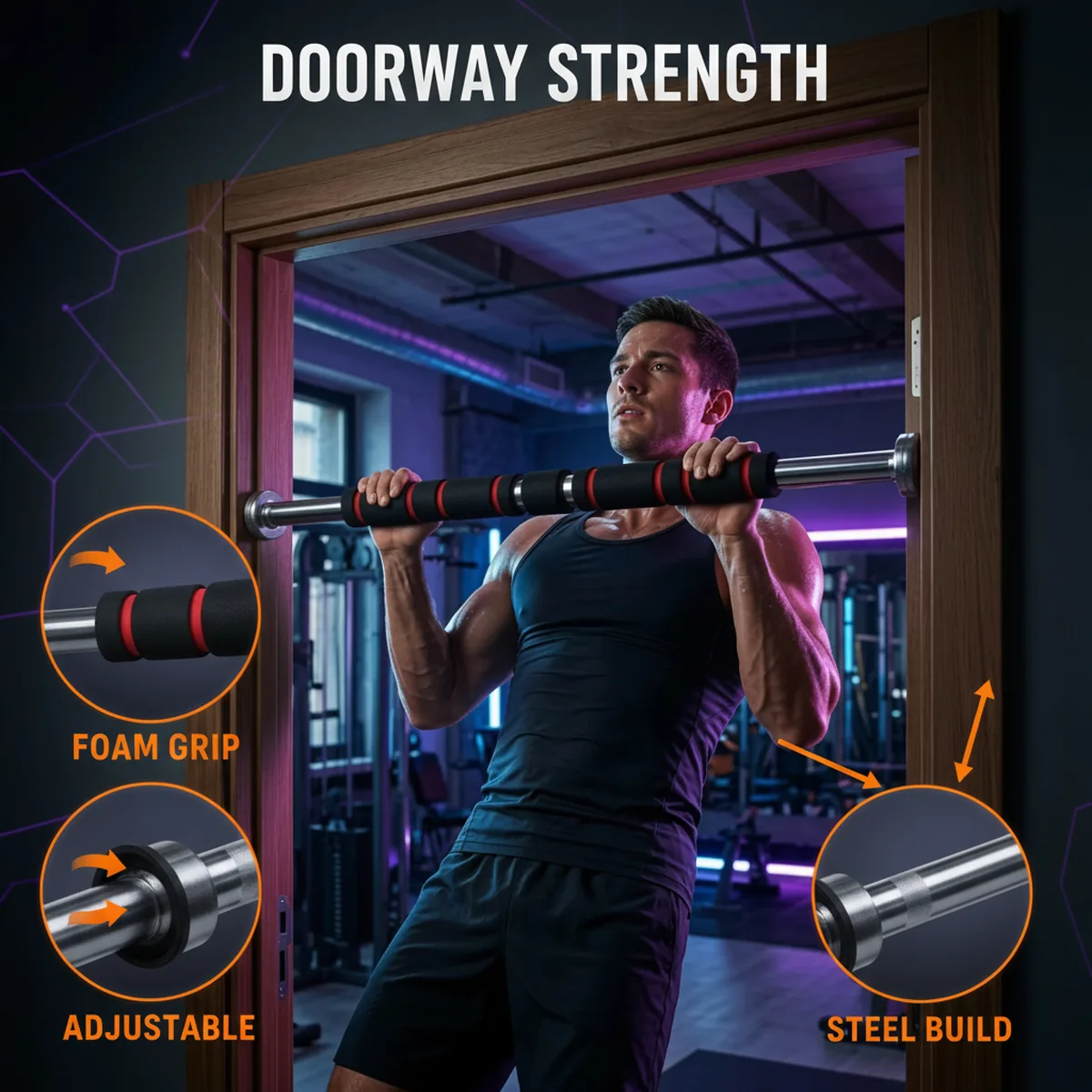Professional Doorway Pull-Up Bar by AlphagearX BD for upper body strength training in Bangladesh.