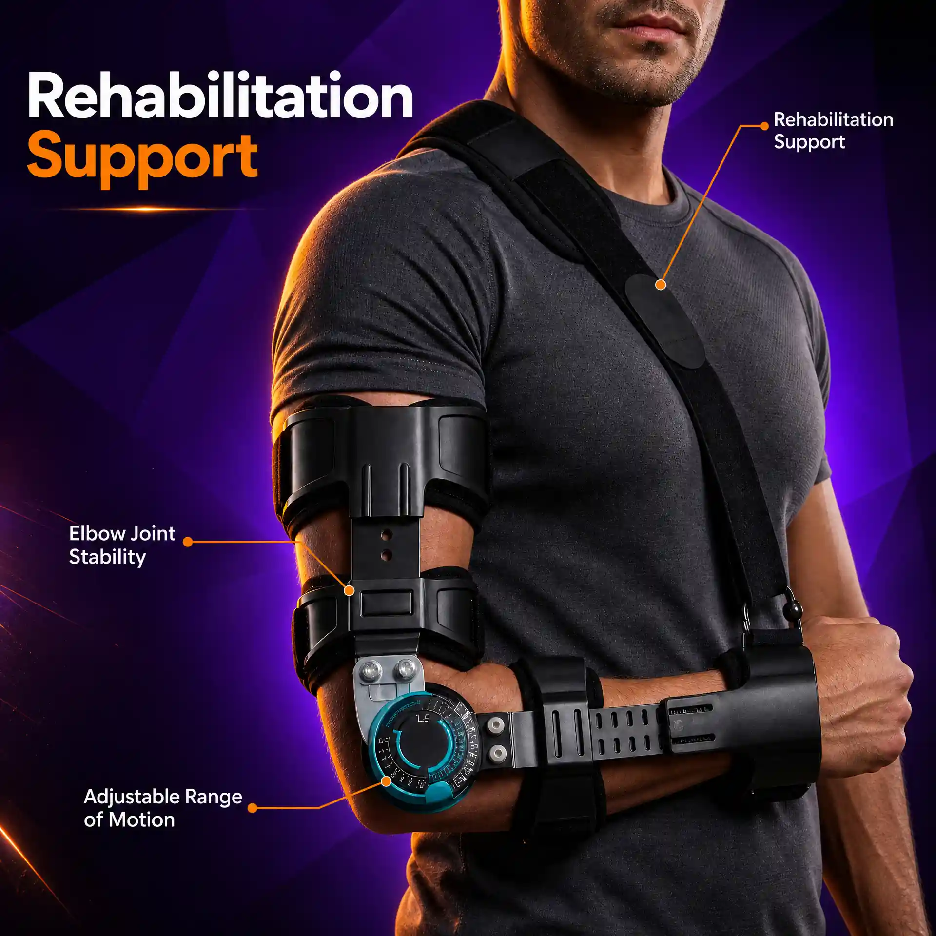 Adjustable ROM Elbow Brace by AlphagearX BD for wrist stabilization and injury recovery in Bangladesh.