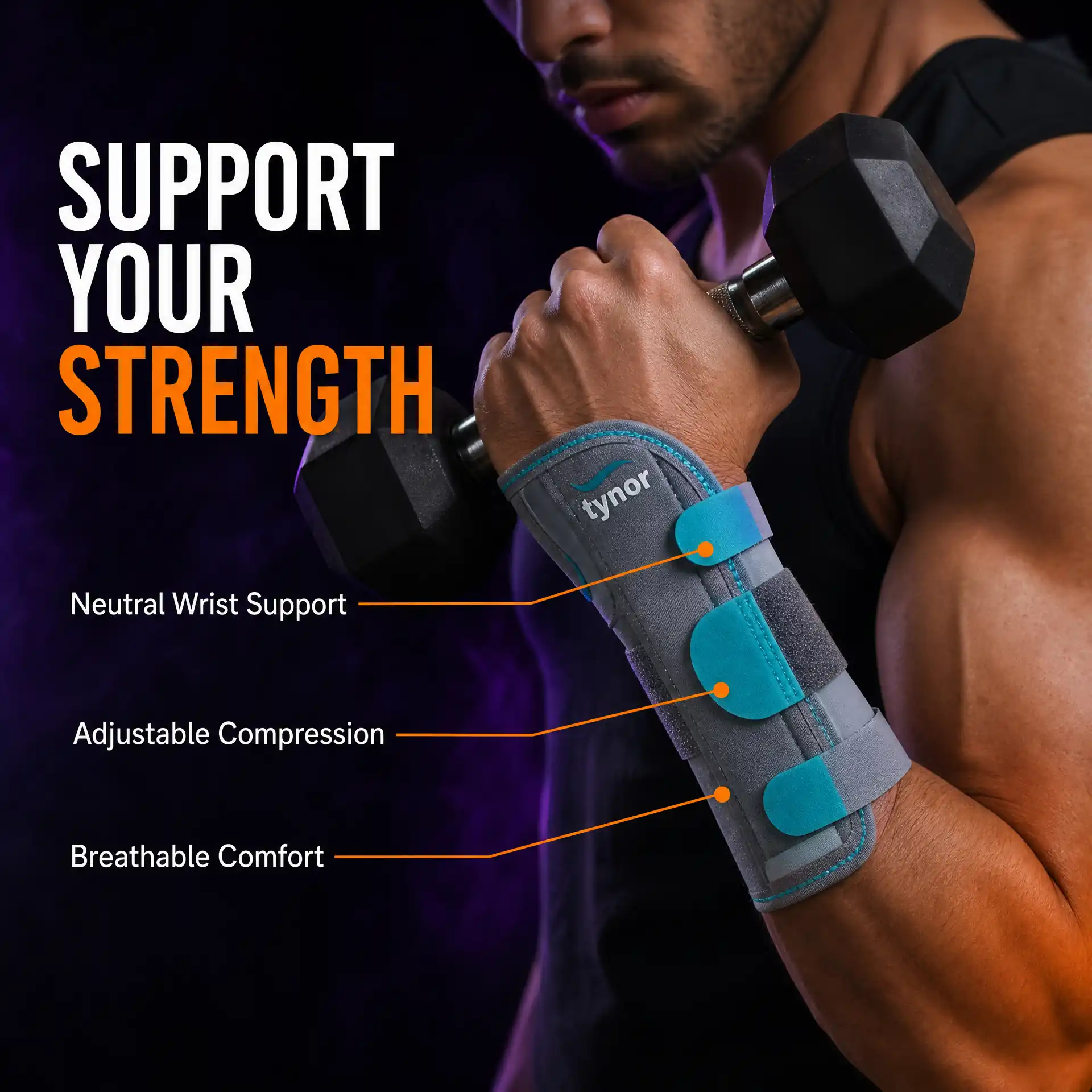 Premium Wrist Splint by AlphagearX BD for carpal tunnel relief and joint support in Bangladesh.