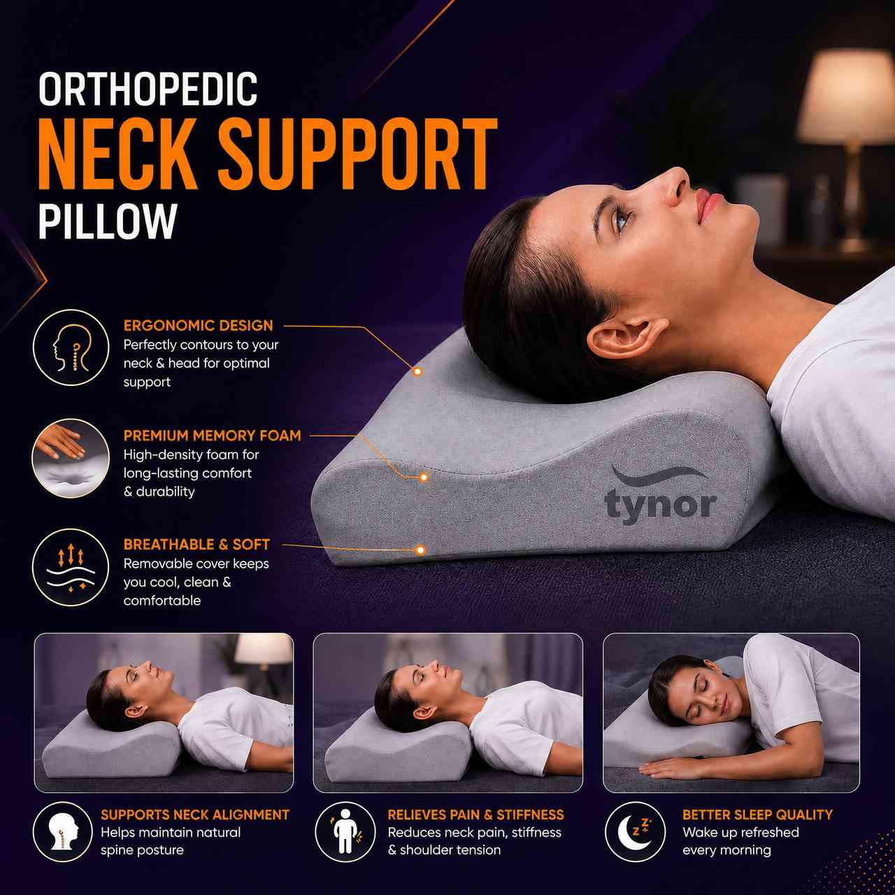 Tynor Cervical Support Pillow by AlphagearX BD for neck pain relief and sleep posture correction in Bangladesh.