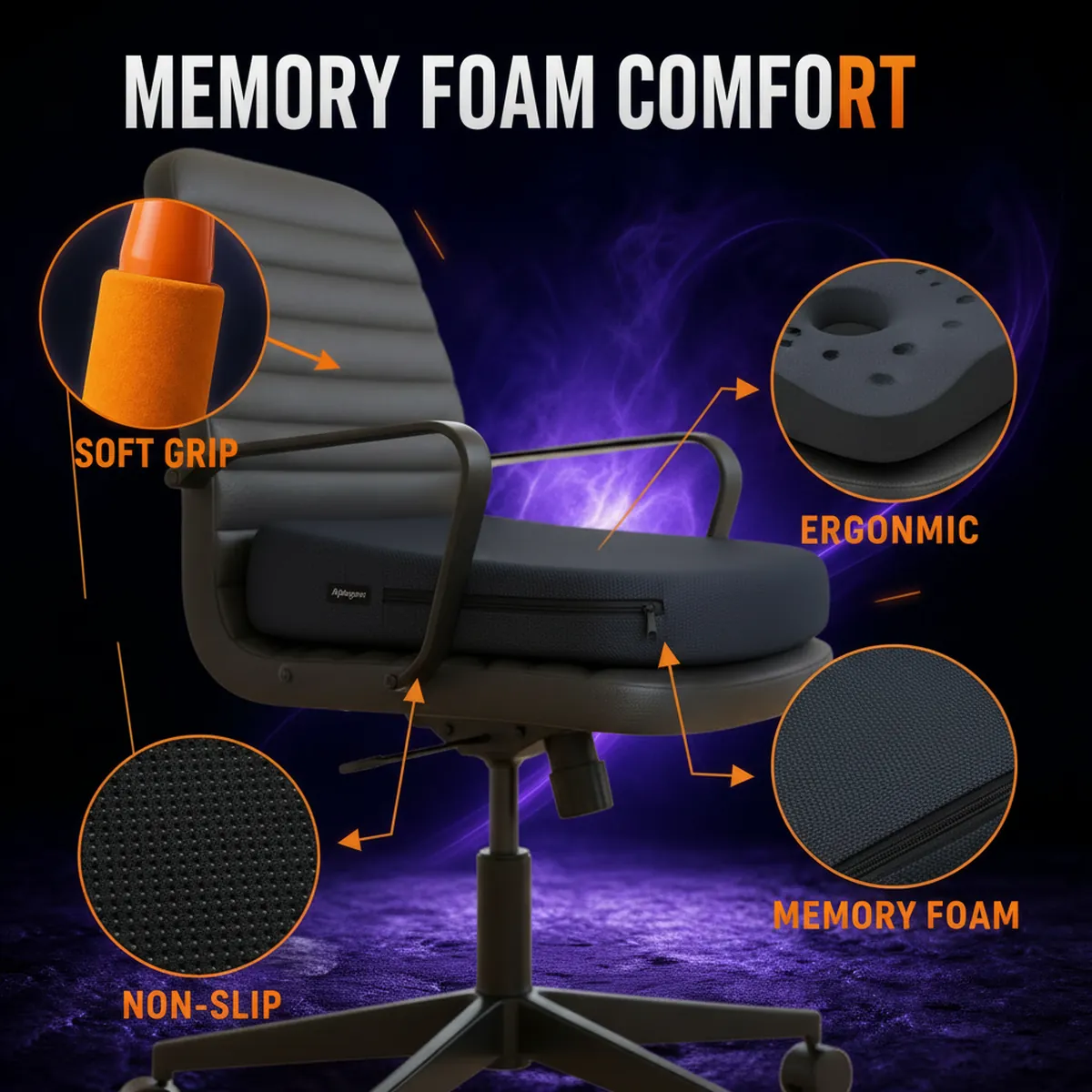 Ergonomic Memory Foam Seat Cushion by AlphagearX BD for posture correction and back support in Bangladesh.