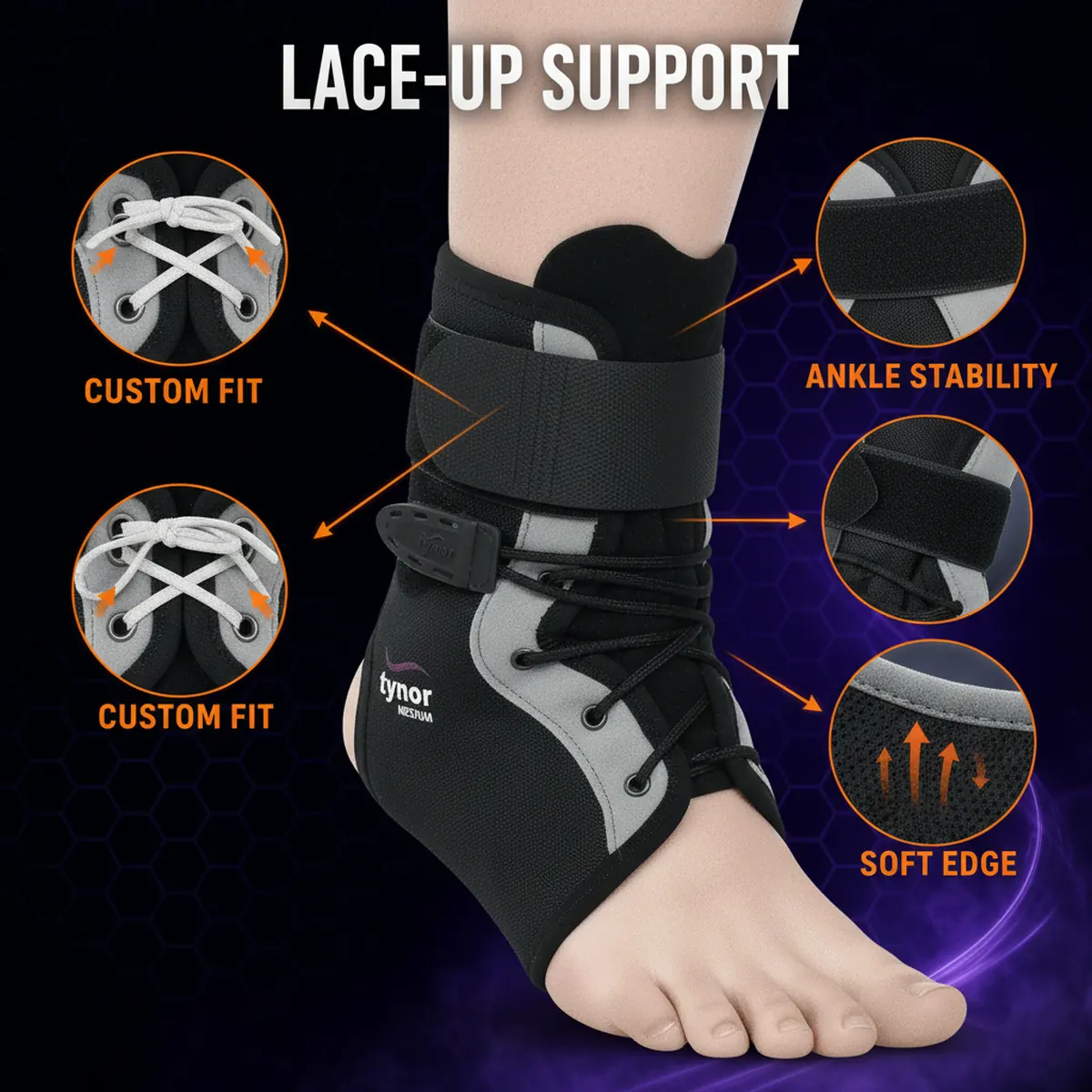 Premium Lace-Up Ankle Brace by AlphagearX BD for sprain recovery and joint stability in Bangladesh.
