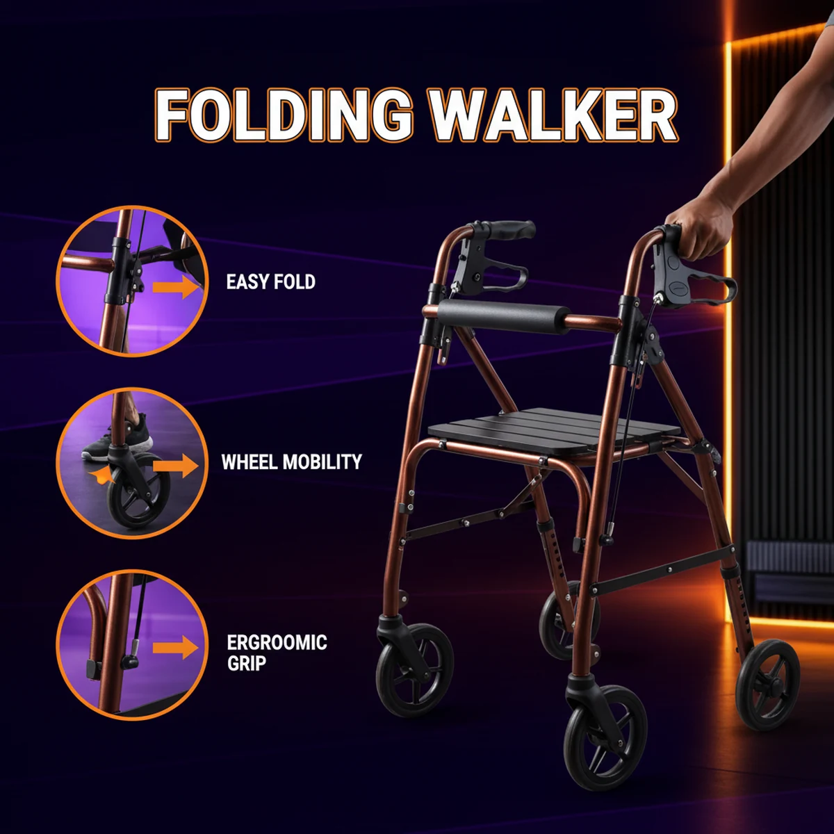 premium-wheel-folding-walker Premium Wheel Folding Walker by AlphagearX BD for Mobility Support and Rehabilitation in Bangladesh.