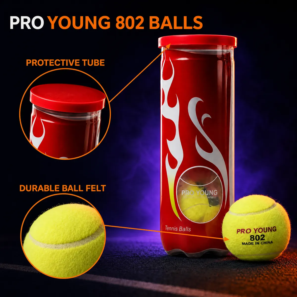 Pro Young 802 Tennis Balls by AlphagearX BD for reliable court performance in Bangladesh.