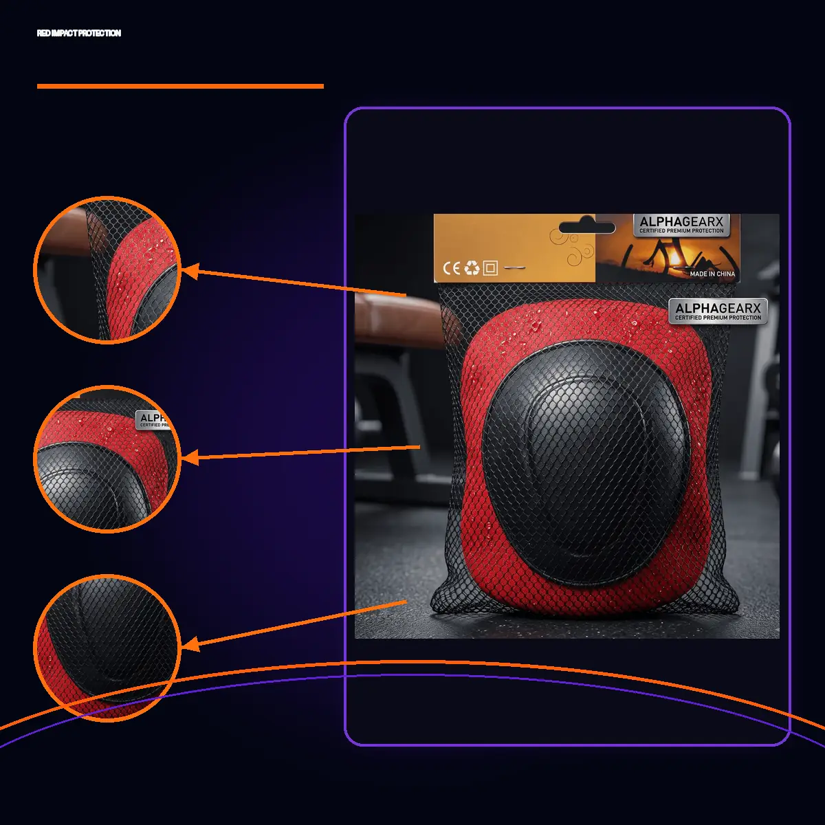Red Protective Knee Pads by AlphagearX BD for maximum joint protection in Bangladesh.