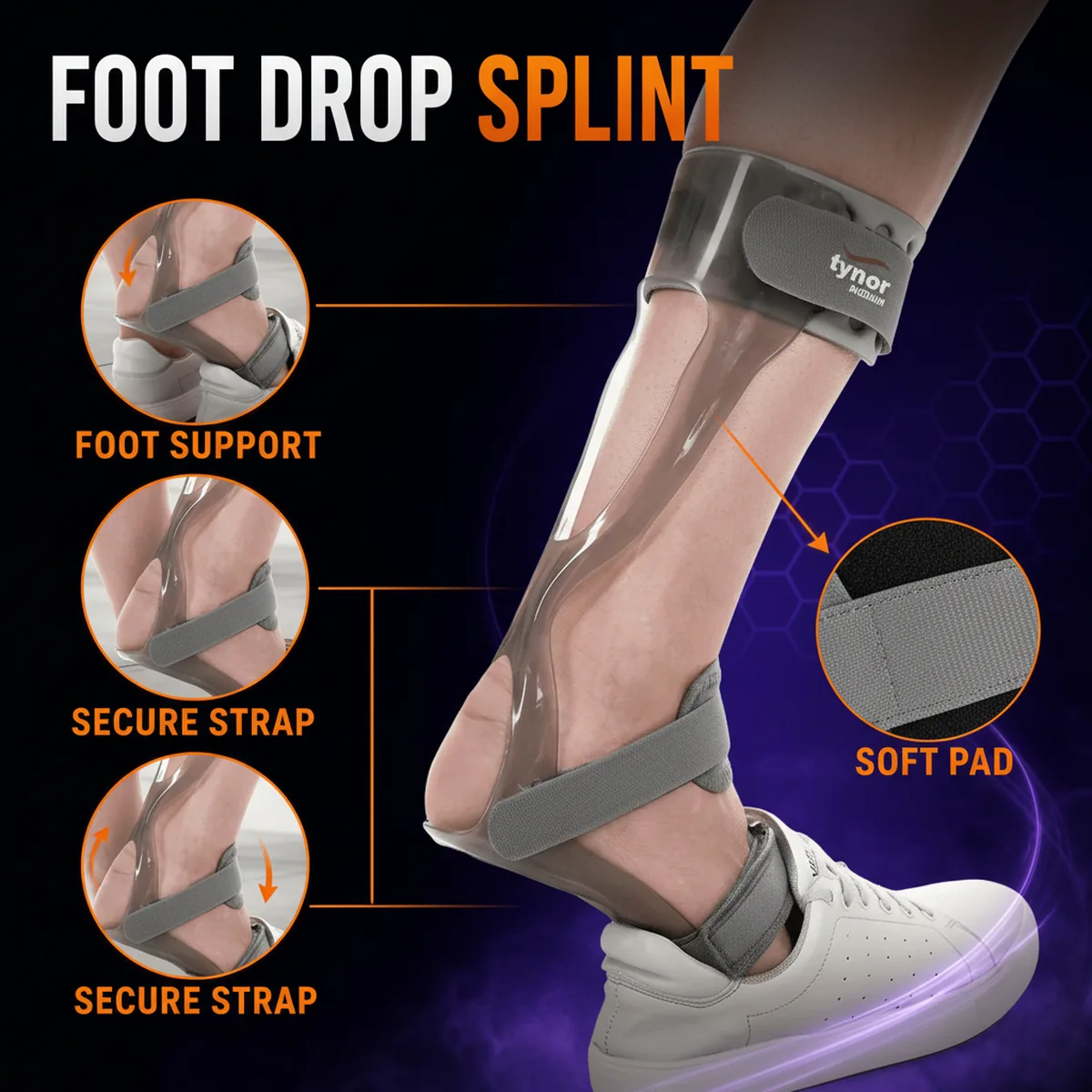 Tynor Foot Drop Splint by AlphagearX BD for Foot Drop Support and Gait Correction in Bangladesh.