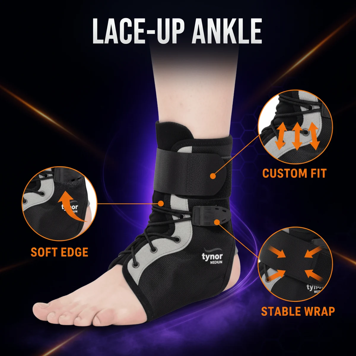 Tynor Lace-up Ankle Brace Support by AlphagearX BD for Ankle Stability and Sprain Recovery in Bangladesh.