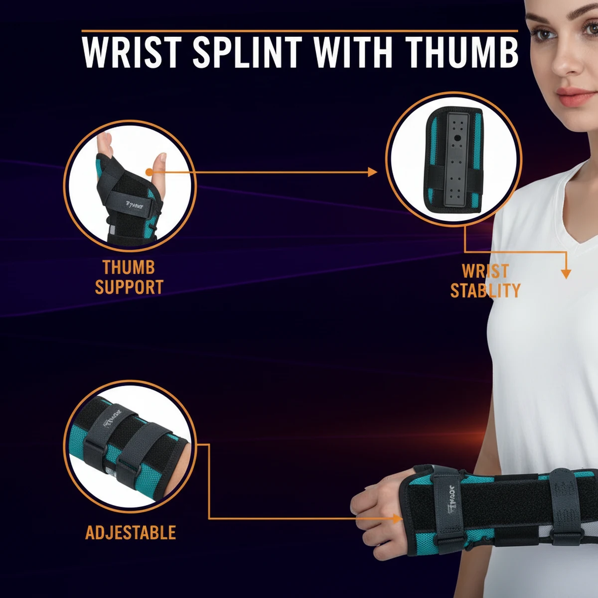 Tynor premium wrist splint with thumb by AlphagearX BD for wrist stabilization and thumb support in Bangladesh.