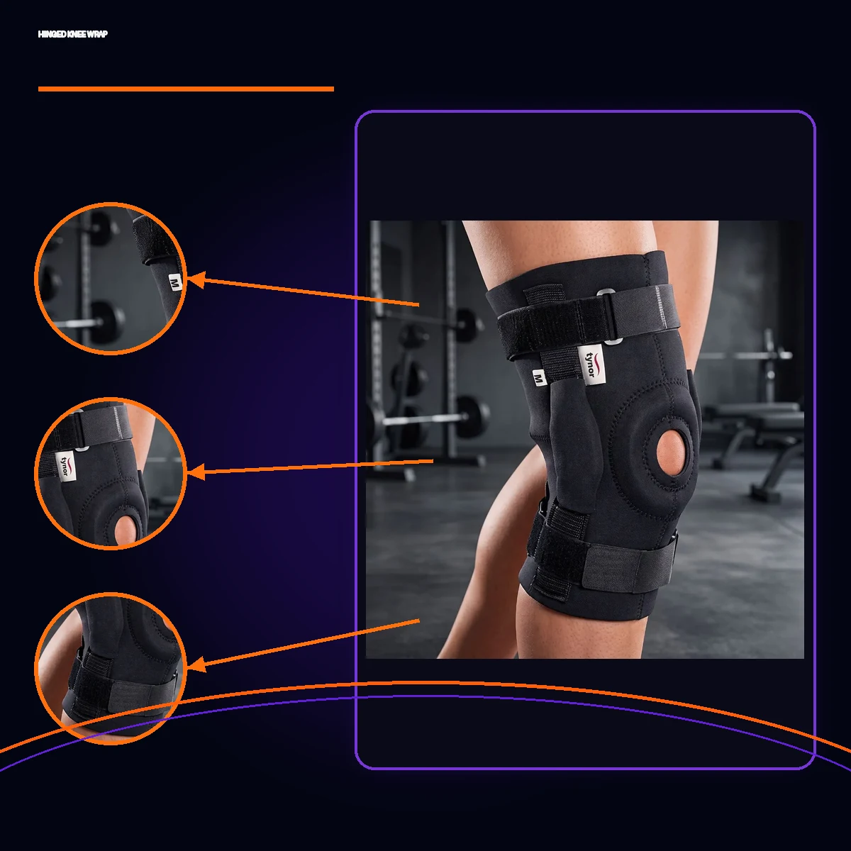 Tynor Premium Knee Wrap Hinged by AlphagearX BD for joint stability and heavy lifting support in Bangladesh.